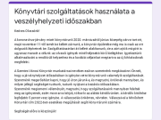 Könyvtári szolgáltatások használata a veszélyhelyzeti időszakban