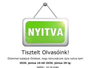 Örömmel tájékoztatunk mindenkit, hogy nyitva vagyunk június 16-tól!…
