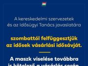 Szombattól felfüggesztik az idősek vásárlási idősávját…