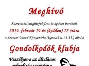 Kedden gondolkodók klubja lesz….