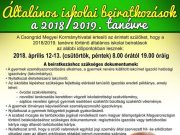 Általános iskolai beiratkozások a 2018/2019. tanévre…