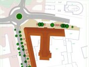 Megkezdődnek a kertészeti munkák a volt Petőfi Szálló előtt…