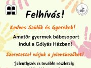 Amatőr gyermek bábcsoport indul a Gólyás Házban!…