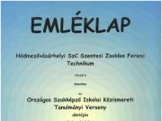 Baksa Richárd Rudolf 3/11.C osztályos tanulónk 3. helyezett lett az Országos Sza…