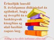 A tanév első napjának részletes programjáról hamarosan!…