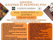 Augusztus 17-én ismét Szentesi Gasztro-és Kézműves Piac a Gólyás Házban 9-14 órá…
