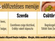 A Központi konyha aktuális előfizetéses menüje….