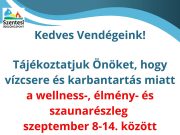 Egy hétre bezár a wellness részleg…