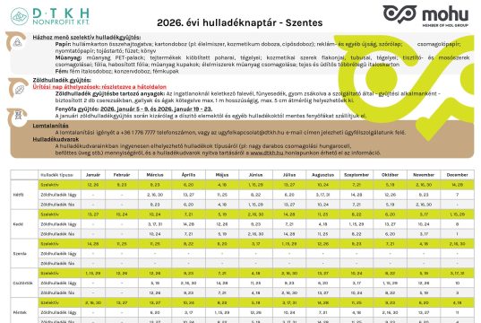 2026. évi hulladéknaptár – Szentes Város…