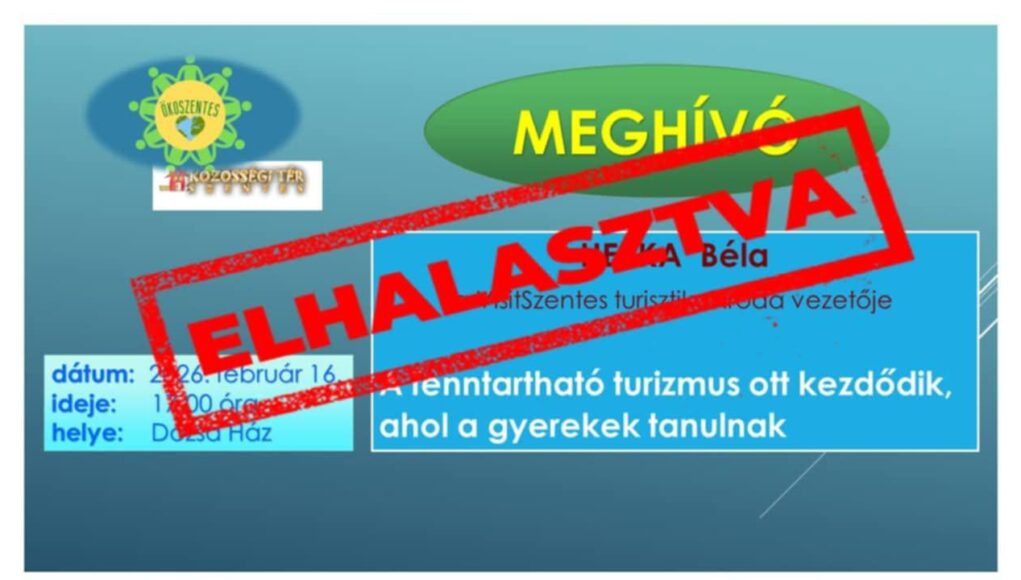 Az ÖKOSzentes következő előadását a későbbiekben tartják meg….