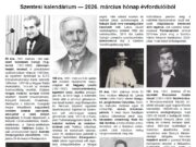 Kerek évfordulók márciusban, Tímár Ferenc összeállításában….