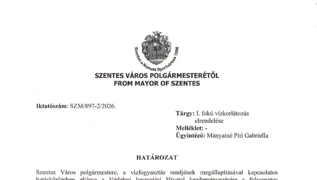 I. fokú vízkorlátozás…